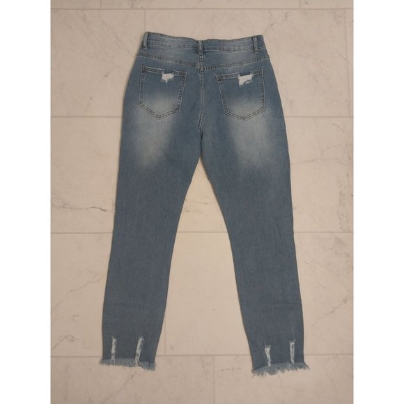Distressed Raw Hem Skinny Ankle Blue Jeans - Unbranded Women's  Sz 8 - Picture 2 of 9